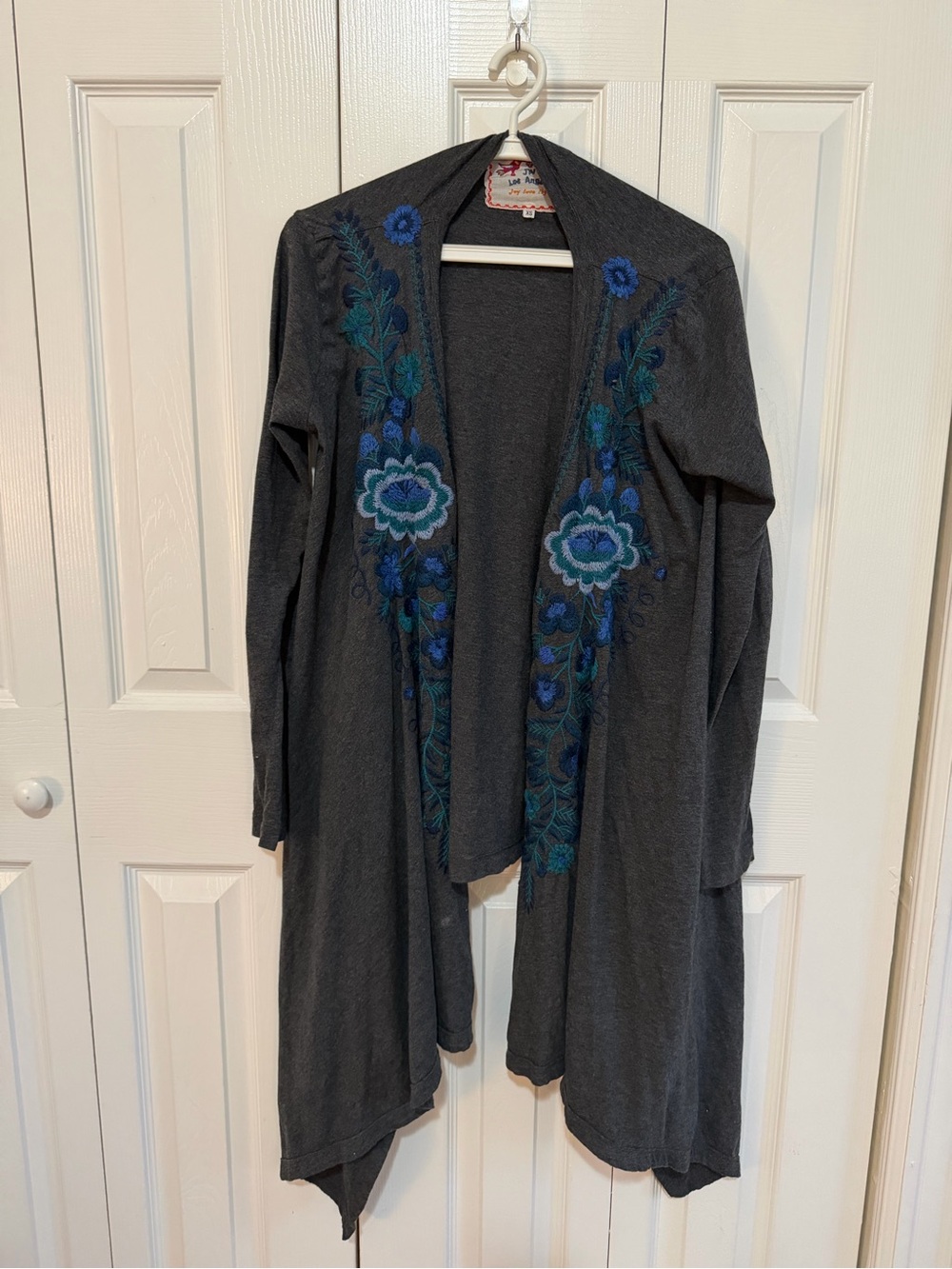 Johnny Was Embroidered Duster Cardigan Grey Extra Small - Picture 2 of 6
